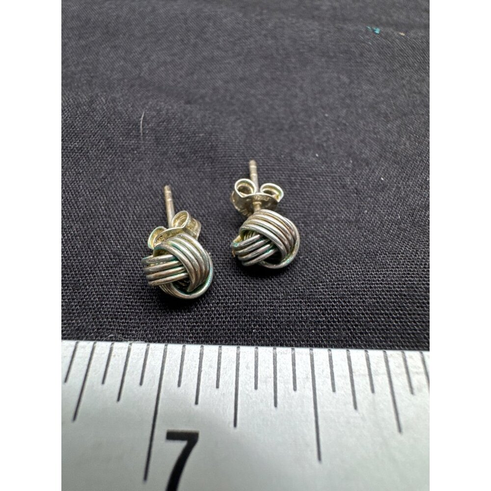 Sterling Silver 925 Knot Stud Earrings With Butterfly Backs